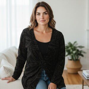 Y2k Notations Womens Medium Black Velvet Gold Glitter Top Whimsigoth Glam